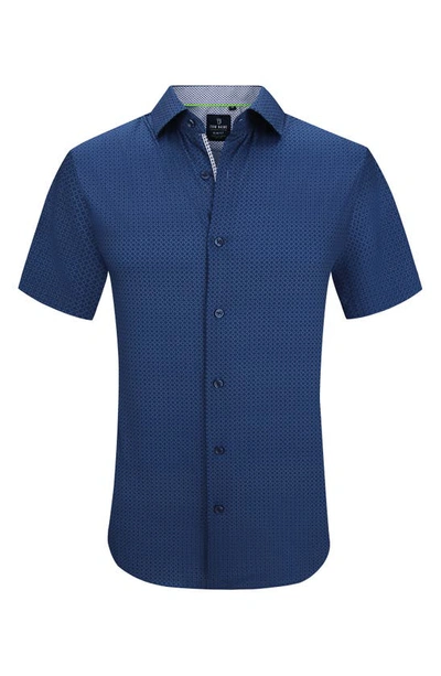 Tom Baine Slim Fit Performance Short Sleeve Button-up Shirt In Blue