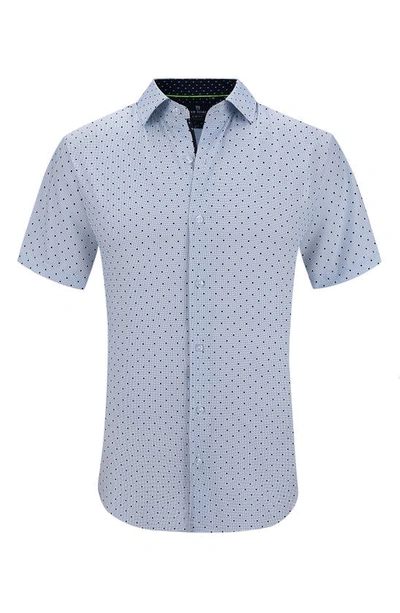 Tom Baine Slim Fit Performance Short Sleeve Button-up Shirt In Blue