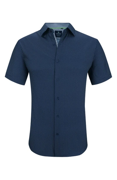 Tom Baine Slim Fit Performance Short Sleeve Button-up Shirt In Navy