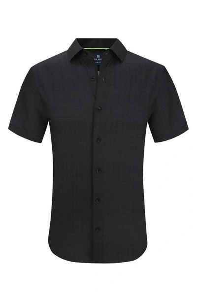 Tom Baine Slim Fit Performance Short Sleeve Button-up Shirt In Black