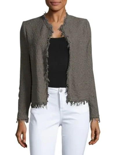 Iro Fringed Open-front Jacket In Steel Grey