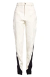 Mugler Spiral High Waist Skinny Jeans In Ivory / Black