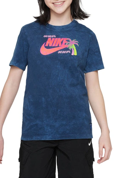 Nike Kids' Sportswear Cotton Graphic T-shirt In Midnight Navy