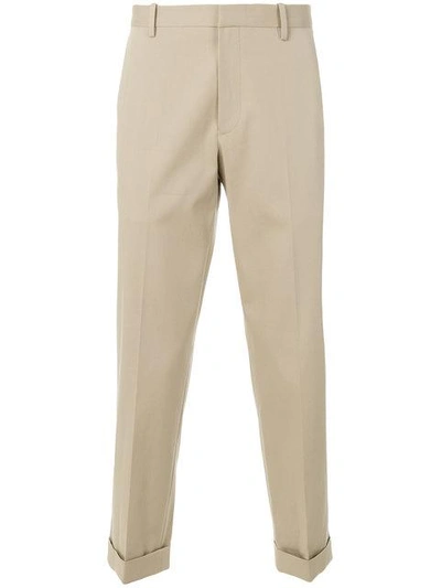 Theory Tapered Trousers In Neutrals