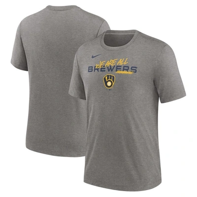 Nike Heather Charcoal Milwaukee Brewers We Are All Tri-blend T-shirt