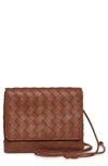 Bottega Veneta Mini Intrecciato Leather Crossbody Bag In 2650 Wood-gold