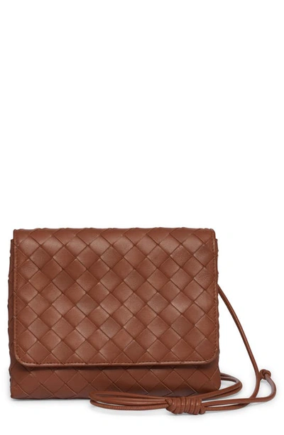 Bottega Veneta Mini Intrecciato Leather Crossbody Bag In 2650 Wood-gold
