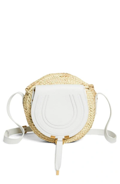 Chloé Marcie Woven Palm Round Crossbody Bag In White 101