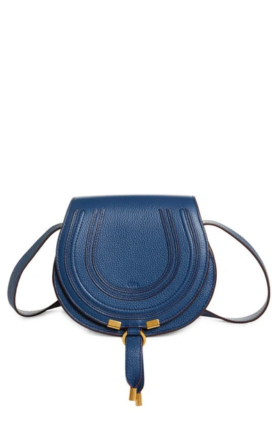 Chloé Small Marcie Leather Crossbody Bag In Deep Denim