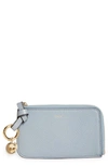 Chloé Alphabet Zip Leather Card Holder In Storm Blue 41a