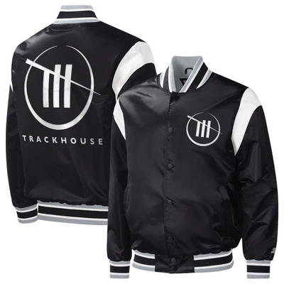 Starter Black Trackhouse Racing Force Play Full-snap Varsity Jacket