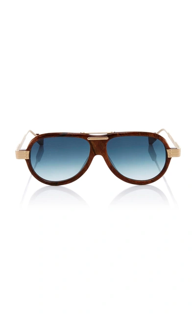 Rosie Assoulin X Morgenthal Frederics Astro Pop Aviator Sunglasses In Brown