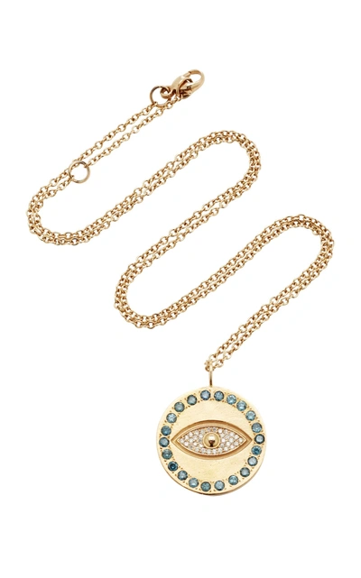 Misahara Evil Eye Charm 18k Rose Gold Diamond Necklace