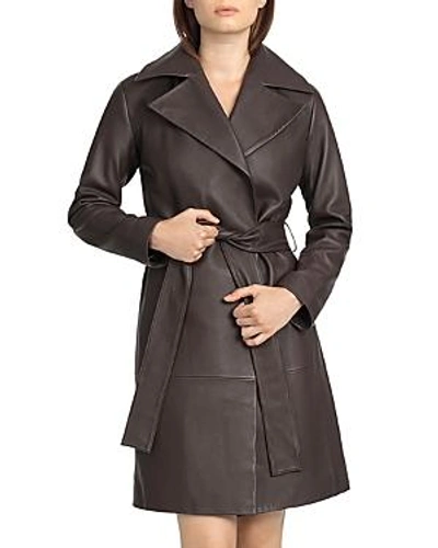 Bagatelle.city Bagatelle. City Leather Trench Coat In Espresso