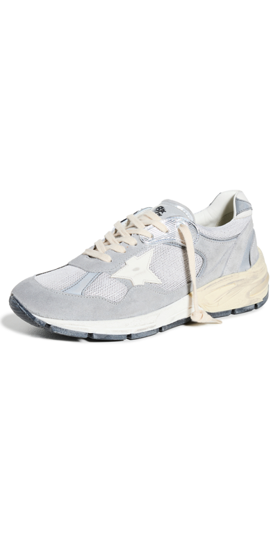 Golden Goose Running Dad Net And Suede Leather Sneakers In Grey
