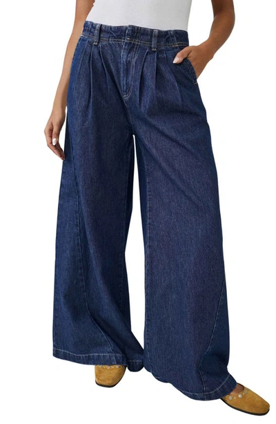 Free People Equinox Wide Leg Trouser Jeans In Ritual Blue