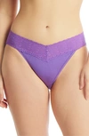Hanky Panky Floral Print Retro Lace Thong In Acai Berry (purple)
