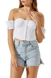 Astr Off The Shoulder Ruffle Sleeve Crop Top In White