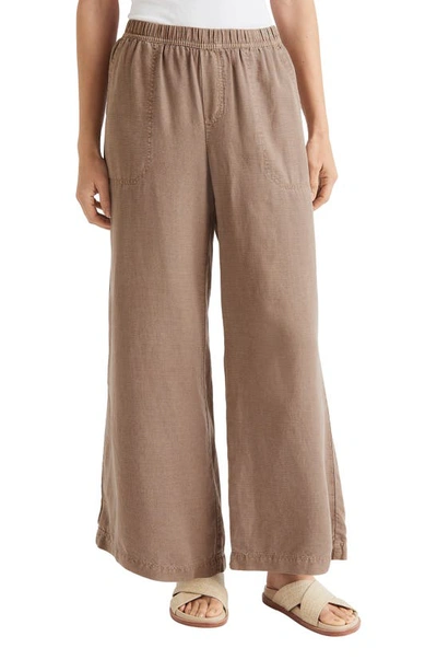 Splendid Angie Lyocell & Linen Palazzo Pants In Ash Brown