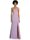 After Six Asymmetrical Off-the-shoulder Gown In Pale Purple