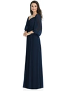 Dessy Collection Off-the-shoulder Puff Sleeve Maxi Dress In Midnight