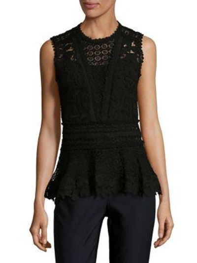Rebecca Taylor Lace Mix Cotton Top In Black