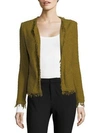 Iro Fringed Open-front Jacket In Khaki