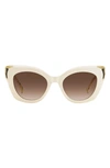 Kate Spade Marigolds 51mm Gradient Cat Eye Sunglasses In Ivory/ Brown Gradient