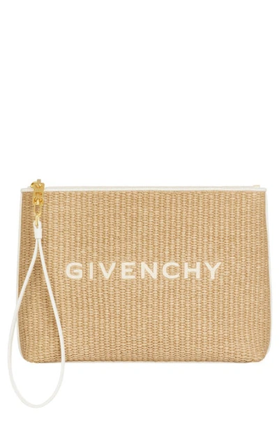 Givenchy Large Woven Raffia Pouch In Brown