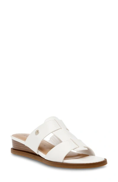 Anne Klein Babs Wedge Sandal In White