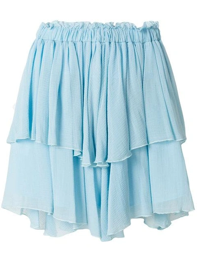 Pinko Ruffled Tiered Skirt In Blue