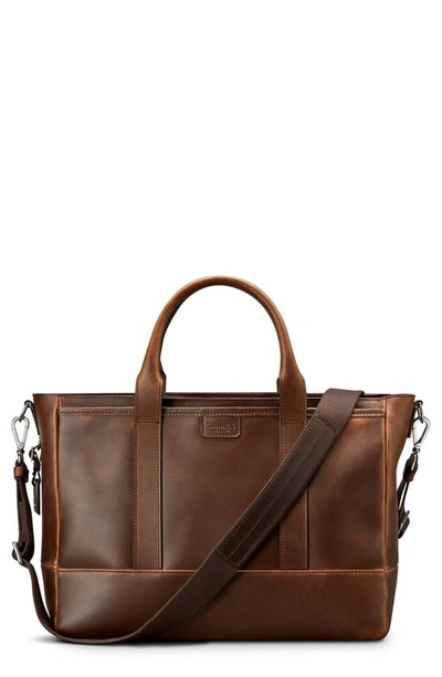 Shinola Navigator Leather Briefcase In Med Brown