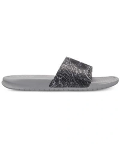 Nike Men's Benassi Jdi Print Slide Sandals From Finish Line In Wolf Grey/anthracite