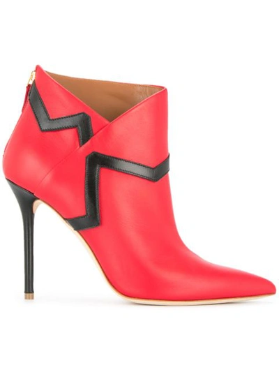 Malone Souliers X Emanuel Ungaro X Emanuel Ungaro Amelie Two-tone Leather Ankle Boots In Red