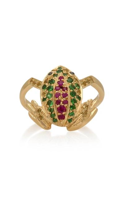 Donna Hourani Frog 18k Gold, Diamond And Sapphire Ring In Multi