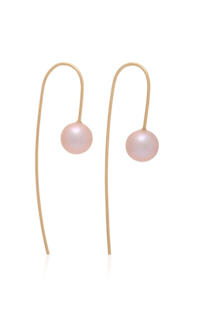 White/space Nova 14k Gold Pearl Earrings In Pink
