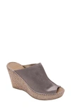 Andre Assous Cici Espadrille Wedge In Pewter Suede