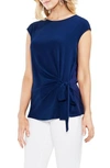 Vince Camuto Side Tie Ruched Stretch Crepe Top In High Tide