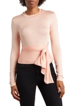 Go Couture Long Sleeve Wrap Top In Crystal Rose