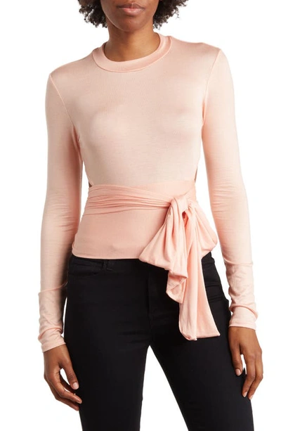 Go Couture Long Sleeve Wrap Top In Crystal Rose