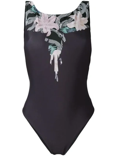 Marcelo Burlon County Of Milan Black Flower Wings Swimsuit