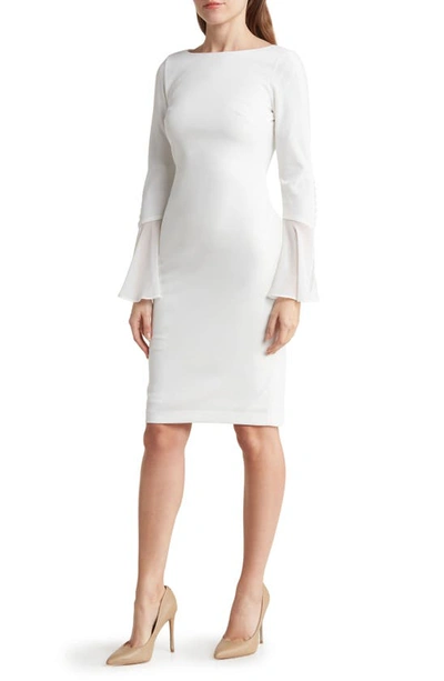 Calvin Klein Chiffon Button-sleeve Dress, Regular & Petite Sizes In Cream