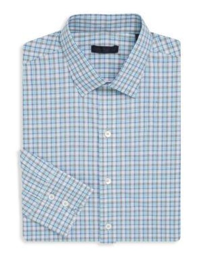 Zachary Prell Plaid Cotton Button-down Shirt In Light Grey