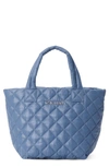 Mz Wallace Metro Deluxe Micro Quilted Crossbody Tote Bag In Denim/silver