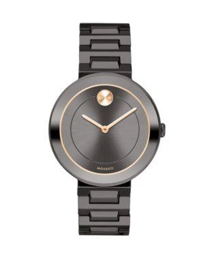Movado Mid-size Bold Gunmetal Stainless Steel Watch In Black