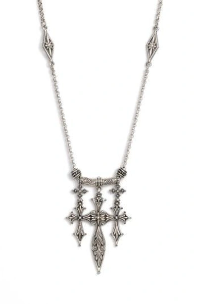 Konstantino 'penelope' Triple Cross Pendant Necklace In Silver