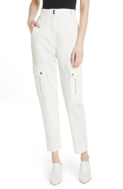 Tracy Reese Textured Stretch Cotton Blend Utility Pants In Soft White