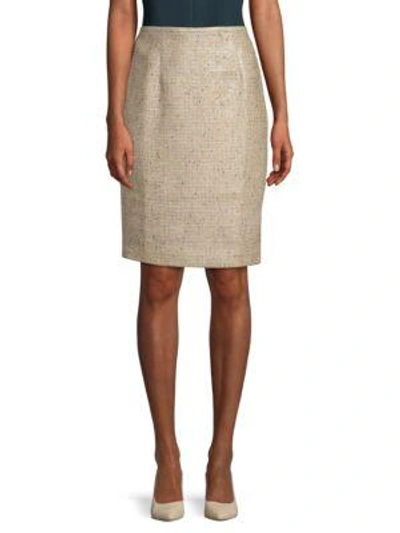 Calvin Klein Tweed Straight Skirt In Khaki Multi