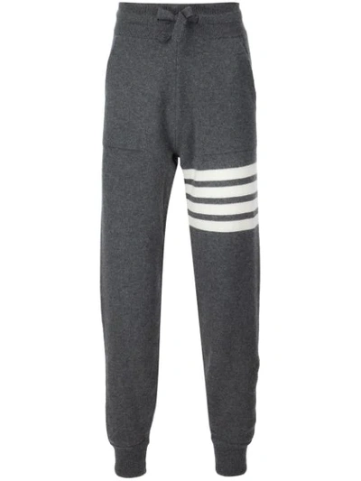 Thom Browne Tapered Striped Cashmere Sweatpants In Grey