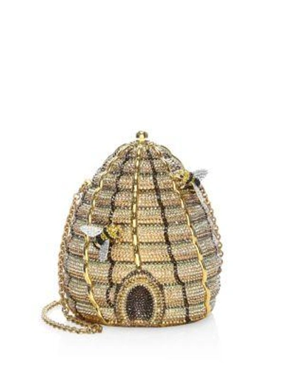 Judith Leiber Beehive Crystal Convertible Clutch In Gold